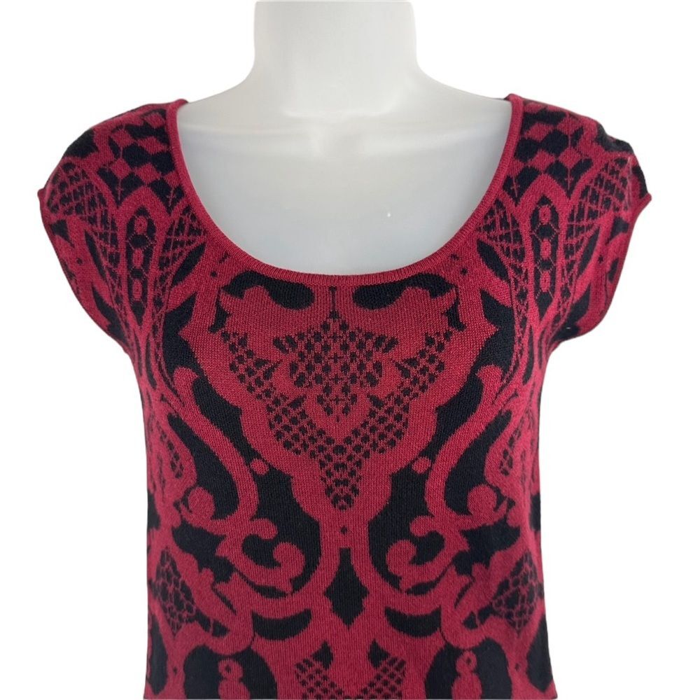 Max Studio Women’s Red & Black Short Sleeve Sweater Dress Sz S